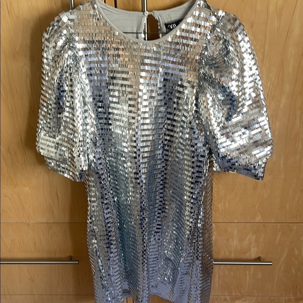 Zara Silver Sequin Mini Dress